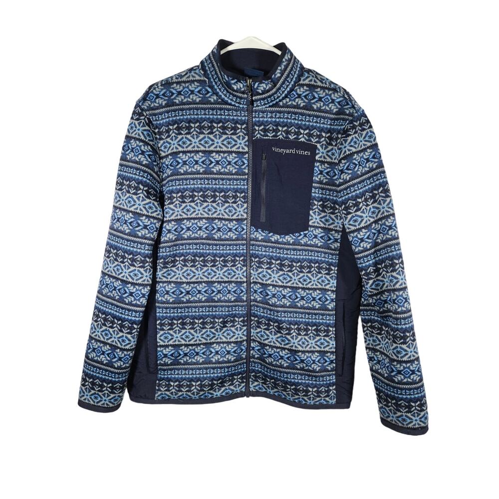 Vineyard‎ Vines Fair Isle Full Zip Women's Fleece Jacket Size Small Blue